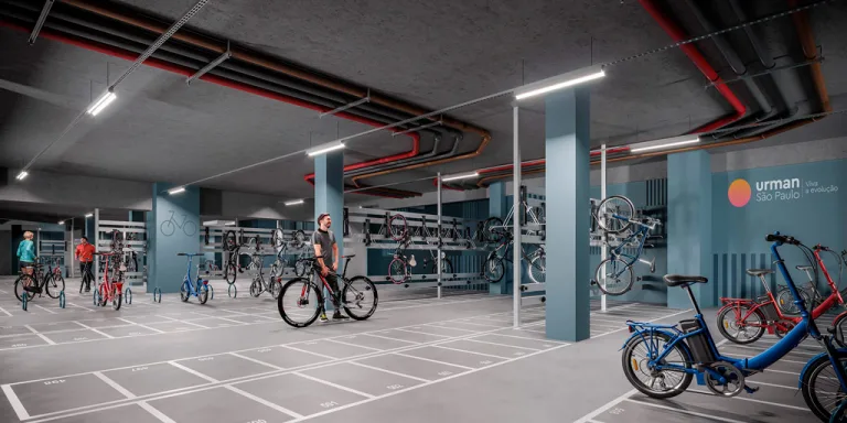 Bicicletário com mais de 500 vagas e dois acessos exclusivos